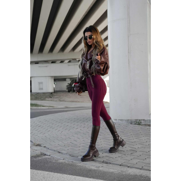 Legginsy modelujące / wysoki stan / Double Push / BORDO / XS - S - M - L - XL